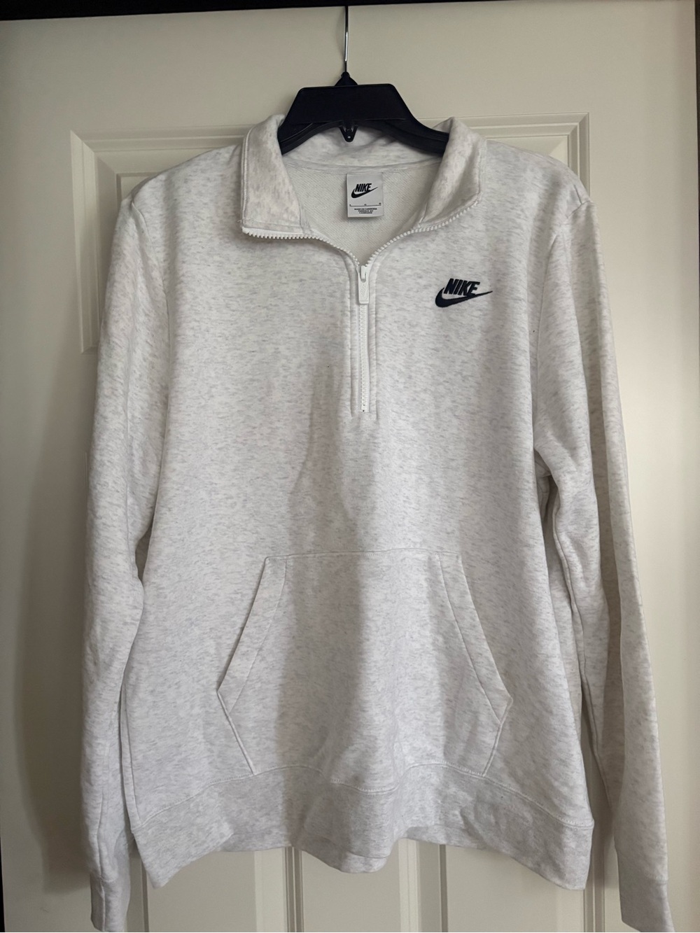 Nike Men’s Light Heather Gray Quarter-Zip Pullover with Black Logo